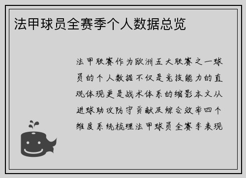 法甲球员全赛季个人数据总览