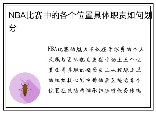 NBA比赛中的各个位置具体职责如何划分